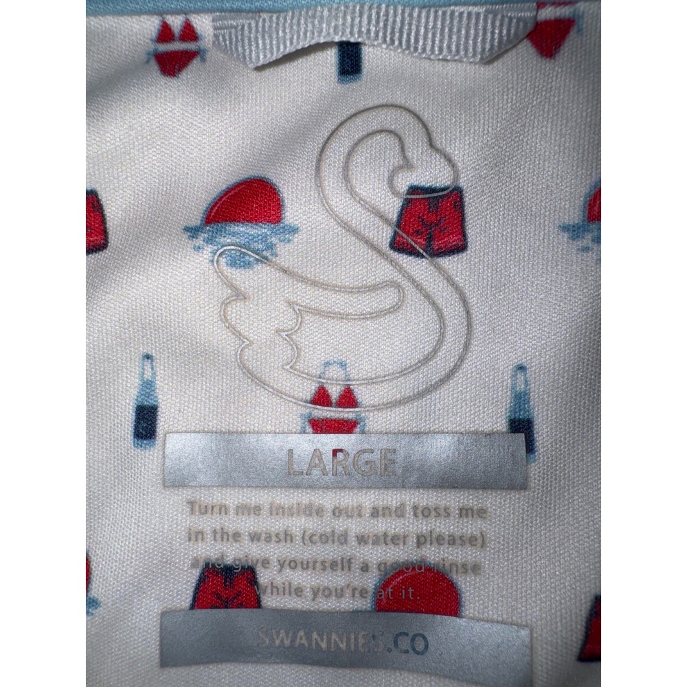 Swannies Co Mens Large Short Sleeve Polo Shirt White Beach All Over Print Golf - Picture 4 of 5